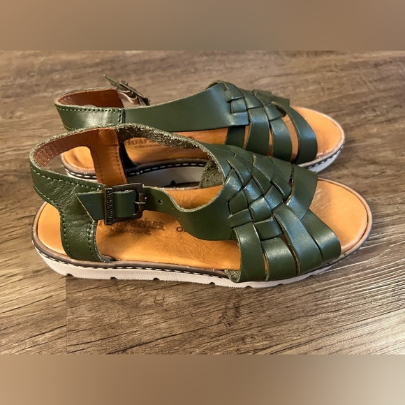 Bearpaw Huaraches Sandals Women 6 Leah Green Leather Straps Slingback Comfort - Picture 3 of 7